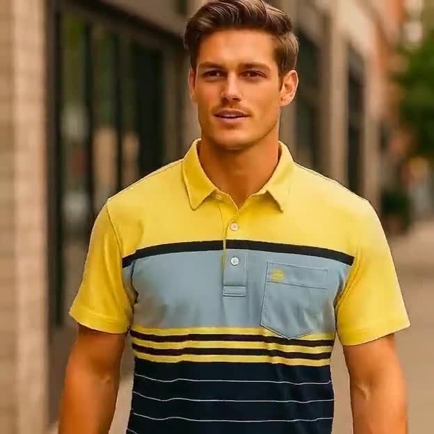 Christian Dior Monsieur Vintage Striped Polo Shirt Short Sleeve